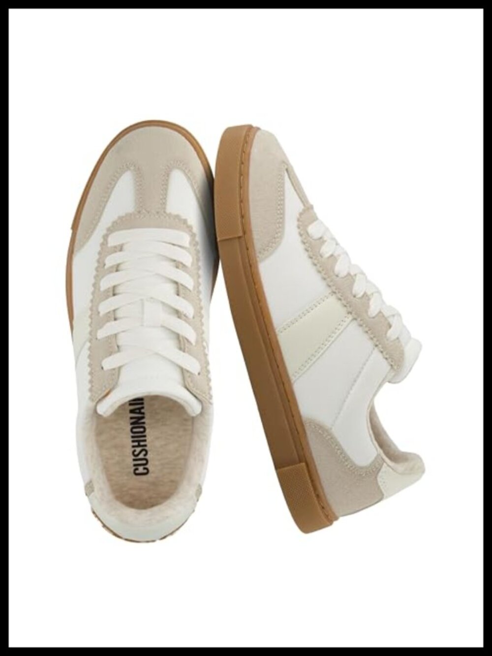 Cushioned Faux Leather Fashion Sneakers with Memory Foam Insole Slip Resistant